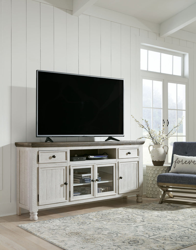 Havalance - Extra Large TV Stand - 4 Doors - Brown / Beige - R&R Furniture Gallery (Fountain Valley, CA)