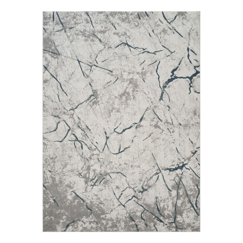 Geometrix - 7'10" X 10'6" Area Rug, Geometric 3D Effect - Ivory / Gray - R&R Furniture Gallery (Fountain Valley, CA)