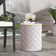 Outdoor antique white end table by Noble House with a classic design, featuring a sturdy frame and spacious tabletop.