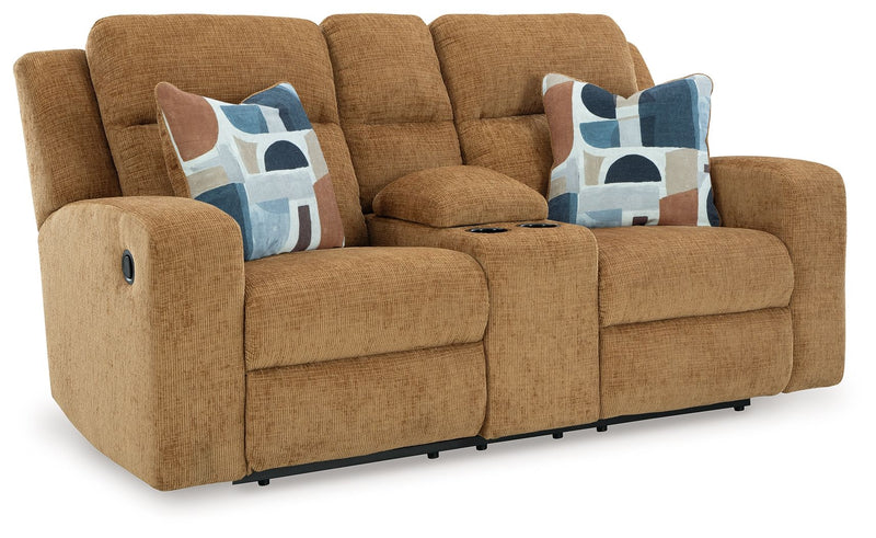 Kanlow - Dbl Reclining Loveseat With Console - R&R Furniture Gallery (Fountain Valley, CA)