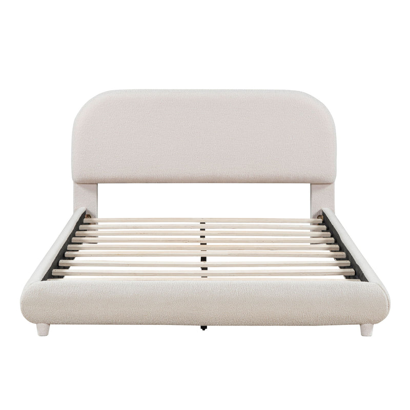 Upholstered Platform Bed With Thick Solid Frame And Stylish Curve-Shaped Design - R&R Furniture Gallery (Fountain Valley, CA)