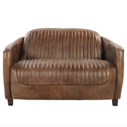 Brancaster - Loveseat - Retro Brown Top Grain Leather & Aluminum - R&R Furniture Gallery (Fountain Valley, CA)
