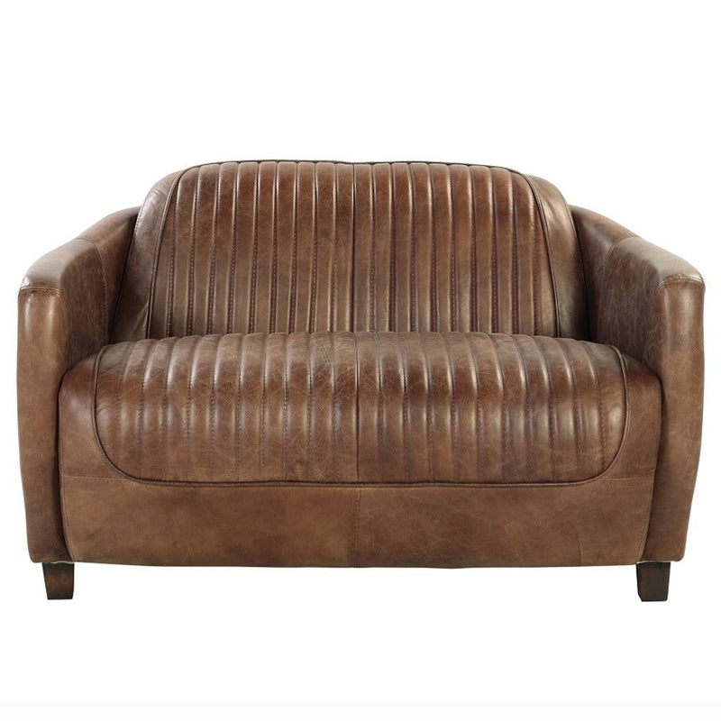 Brancaster - Loveseat - Retro Brown Top Grain Leather & Aluminum - R&R Furniture Gallery (Fountain Valley, CA)
