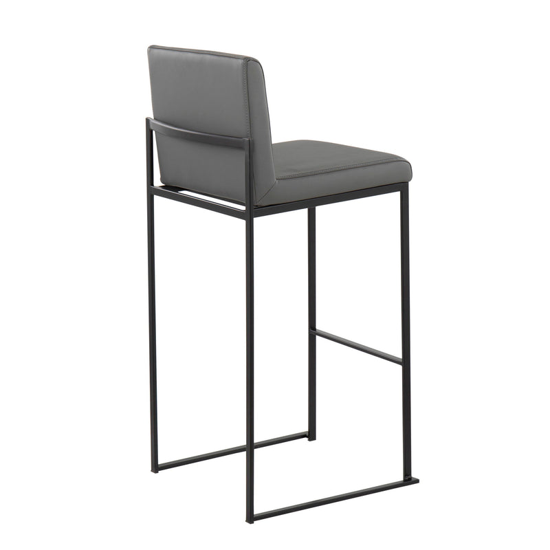 Lumi Source Fuji high back barstool with elegant contemporary design, featuring sleek wooden legs and a cushioned seat.