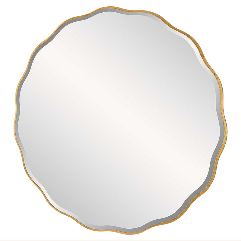 Uttermost Aneta round wall mirror with a sleek frame, perfect for modern home decor.