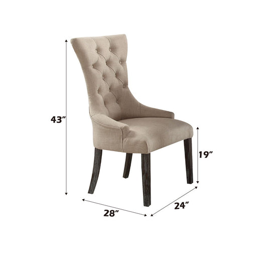 Gerardo - Linen Side Chair (Set of 2) - Beige & Weathered Espresso - R&R Furniture Gallery (Fountain Valley, CA)