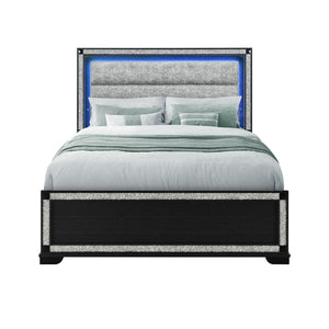 Soulmarie - Bed With LED Lighting And Padded Headboard