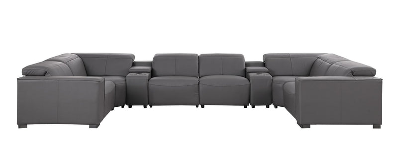 1208 - 8 Piece Modular Leather Sectional With 2 Power Recliners & Power Headrests