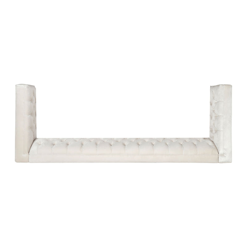 Contemporary Noble House 3-seater sofa with button tufting, stationary design, upholstered in neutral fabric, stylish living room furniture