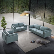 Mesut - Loveseat - Sage Green Top Grain Leather & Black - R&R Furniture Gallery (Fountain Valley, CA)