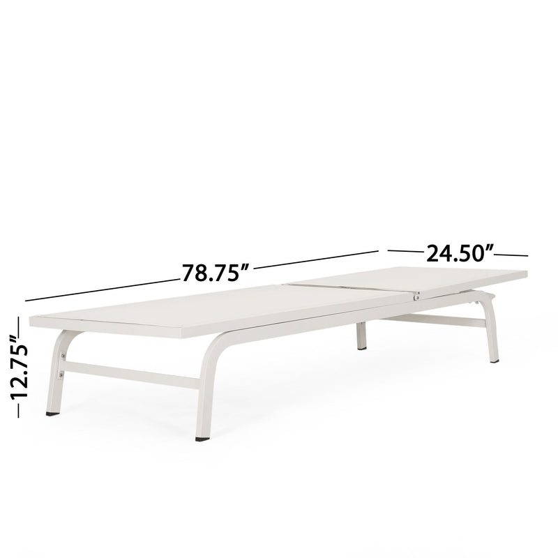 Noble House Finn outdoor chaise lounge with plush cushion and sleek modern design for relaxing in outdoor spaces.