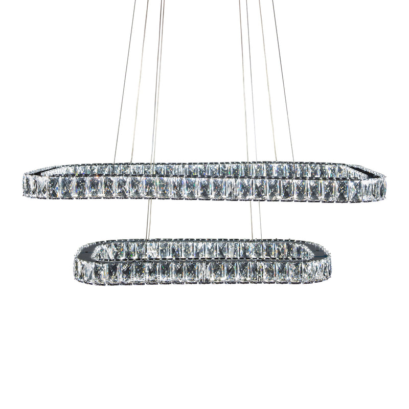 Michael Amini Lighting - Enterprise Modern Rectangular Crystal Chandelier - Chrome