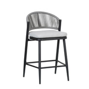 Outdoor 26" Counter Height Metal Frame Counter Stools With Scallop Shaped Backrest & Water Resistant Cushions - R&R Furniture Gallery (Fountain Valley, CA)