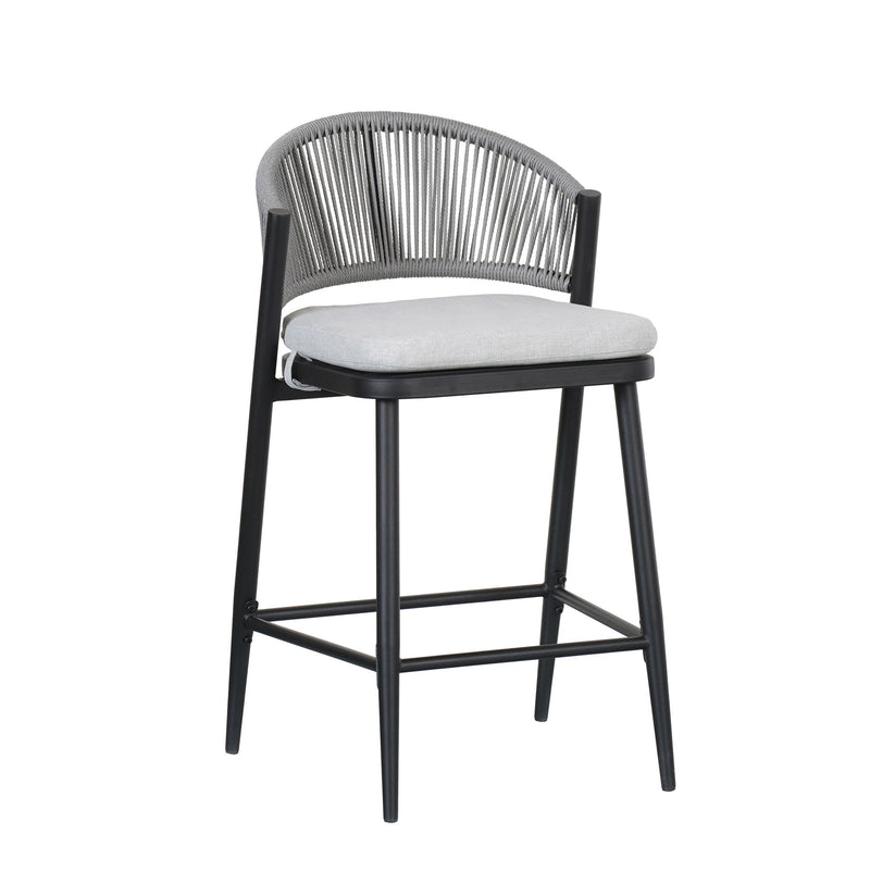 Outdoor 26" Counter Height Metal Frame Counter Stools With Scallop Shaped Backrest & Water Resistant Cushions - R&R Furniture Gallery (Fountain Valley, CA)
