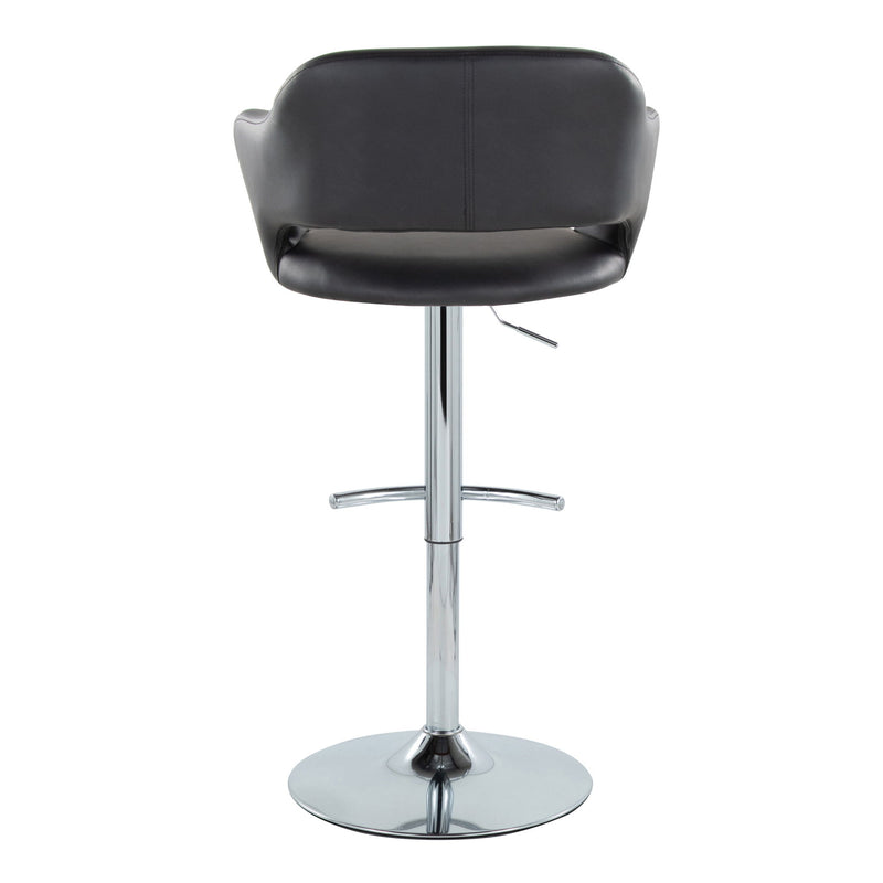 Set of 2 Lumi Source Margarite contemporary adjustable barstools with swivel, rounded T-footrest, ideal for modern kitchen or bar area.