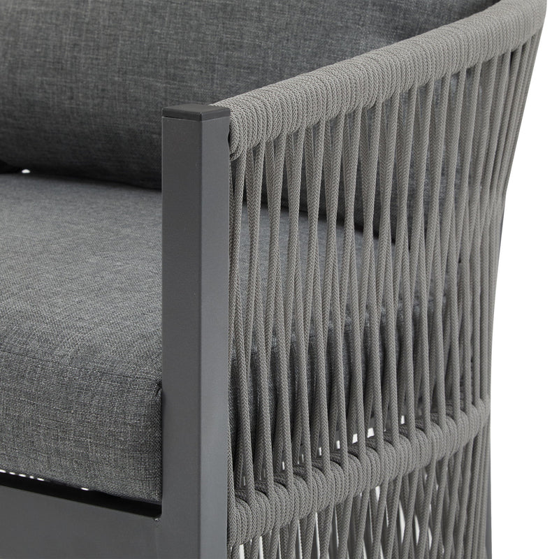 Modern Curved Aluminum Lounge Chair With Stylish Rope Weave Design And Cushioned Comfort For Outdoor - R&R Furniture Gallery (Fountain Valley, CA)
