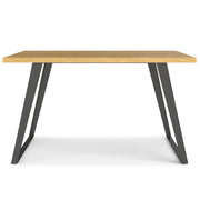 Handcrafted square dining table by Simpli-Home, featuring a sturdy wooden surface and modern design for contemporary dining spaces.