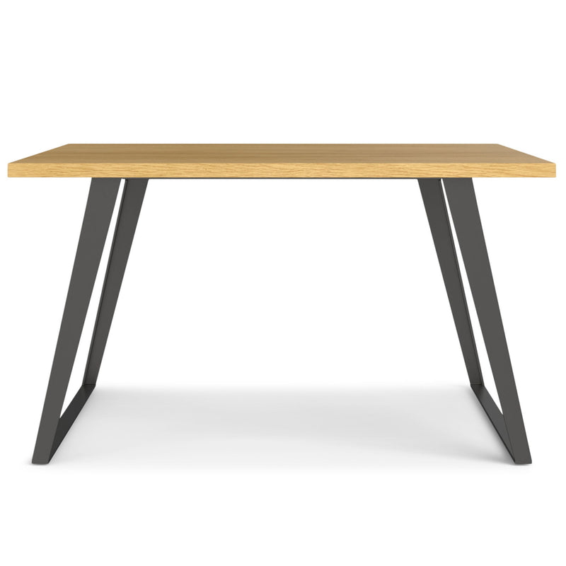 Handcrafted square dining table by Simpli-Home, featuring a sturdy wooden surface and modern design for contemporary dining spaces.