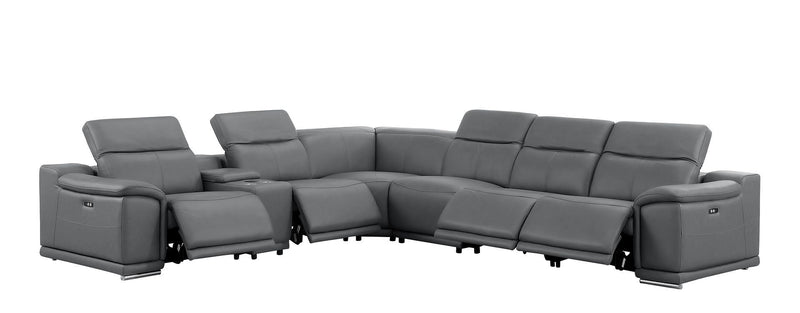 2679 - 7-Piece L-Shaped Power Reclining Sectional In Genuine Leather (4 Recliners)