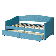 Upholstered Daybed With Two Drawers And Wood Slat - R&R Furniture Gallery (Fountain Valley, CA)