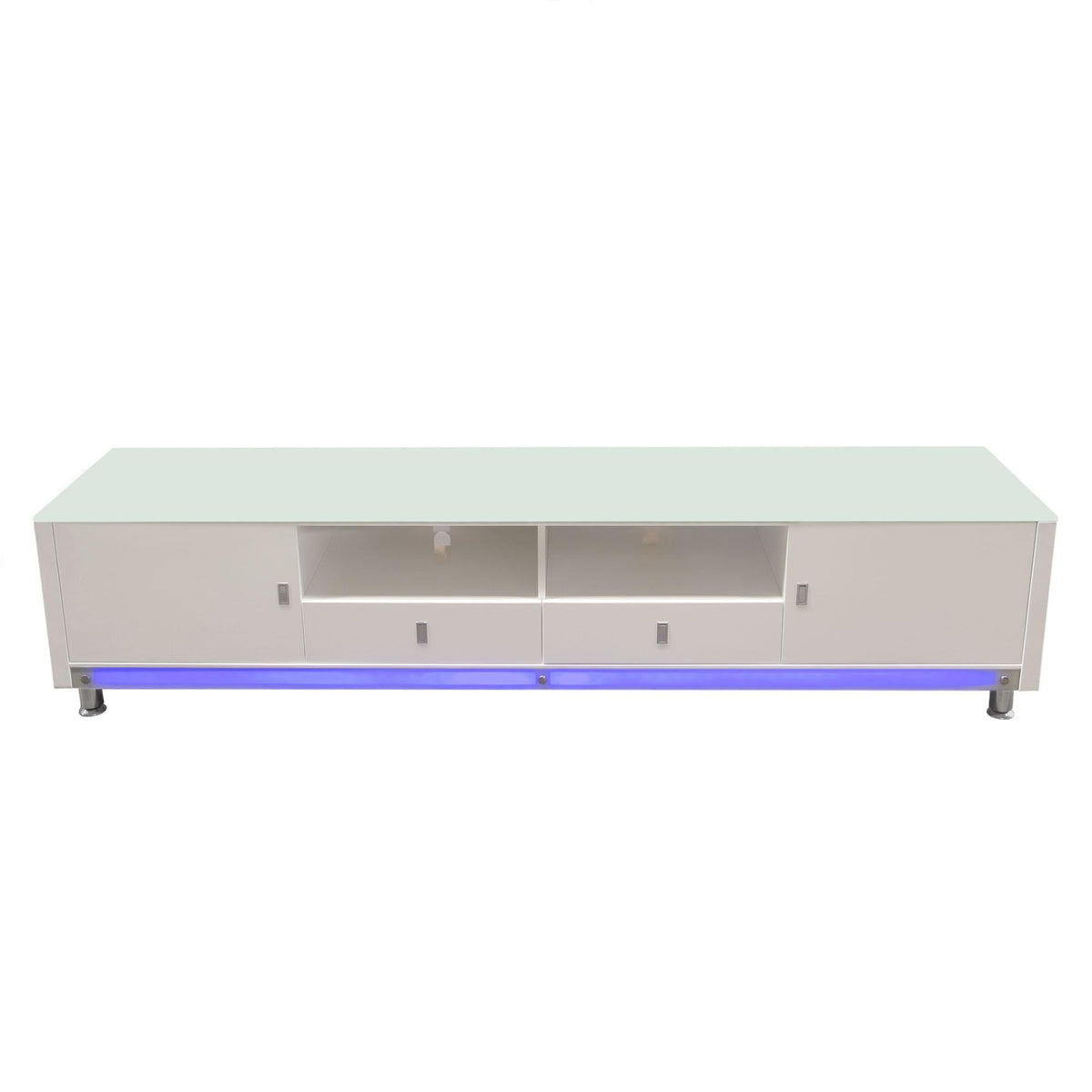 K99 83 Inch Low Profile Entertainment Cabinet in White Lacquer Finish w/ RGB Multi-Color Accent Light by Diamond Sofa
