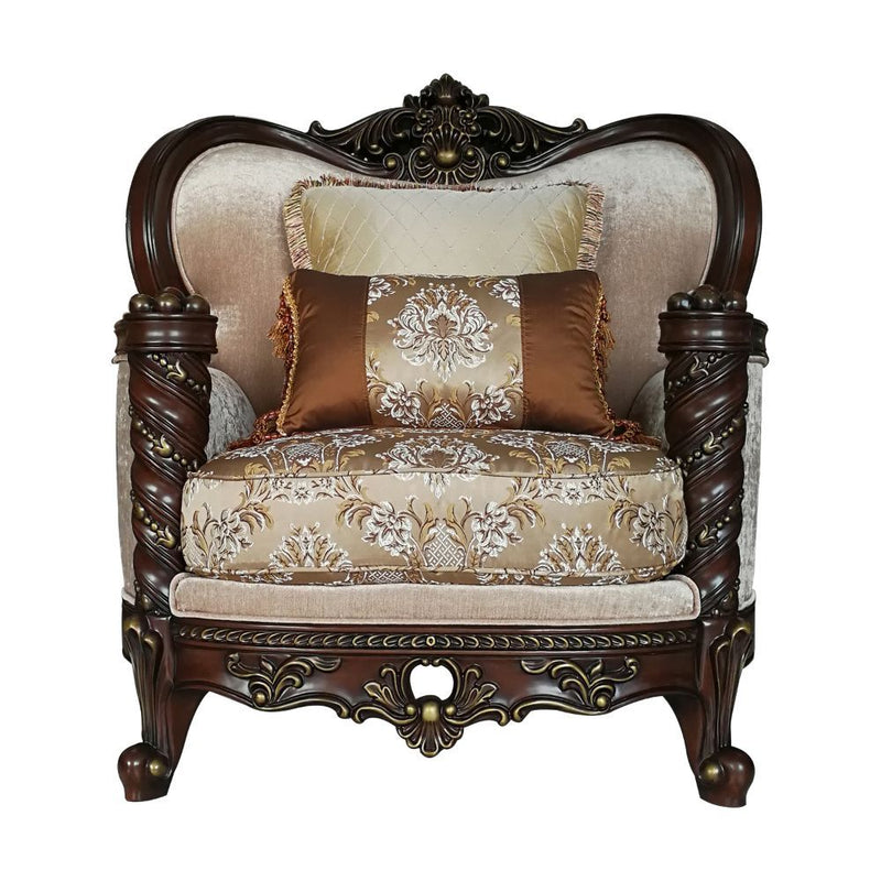 Devayne - Chair With 2 Pillows (Same Lv01584) - Pattern Fabric & Dark Walnut - R&R Furniture Gallery (Fountain Valley, CA)