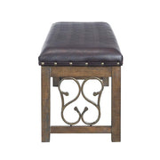 Raphaela - Bench - Black Synthetic Leather & Weathered Cherry - R&R Furniture Gallery (Fountain Valley, CA)