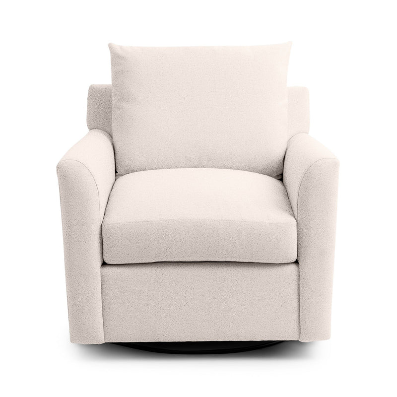 Classic Home Olivia swivel chair with a cushioned seat, wooden base, and modern design, perfect for living room or office.