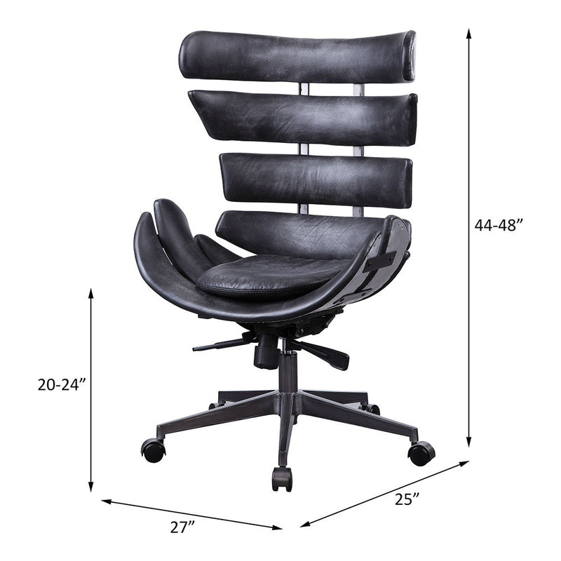 Megan - Office Chair - Vintage Black Top Grain Leather & Aluminum - R&R Furniture Gallery (Fountain Valley, CA)