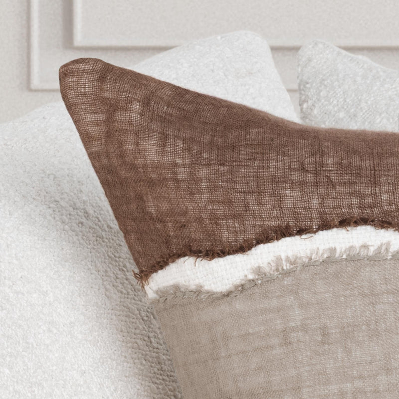 Bikram - 22" x 22" LN Pillow - Ivory / Mocha Cream - R&R Furniture Gallery (Fountain Valley, CA)
