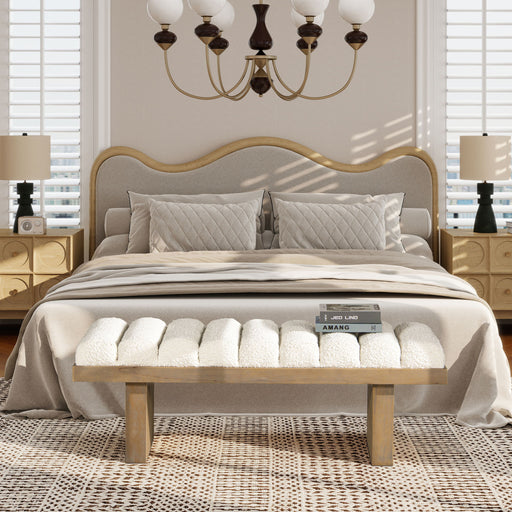 Bella - Upholstered Modern Accent Bench - Ivory White - R&R Furniture Gallery (Fountain Valley, CA)