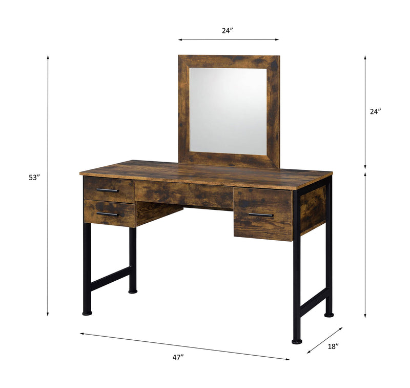 Juvanth - Vanity Desk & Mirror - Rustic Oak & Black - R&R Furniture Gallery (Fountain Valley, CA)