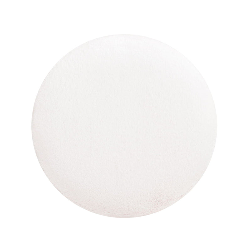 Tilly - Round Fur Upholstered / Burl Pouf Ottoman - White - R&R Furniture Gallery (Fountain Valley, CA)