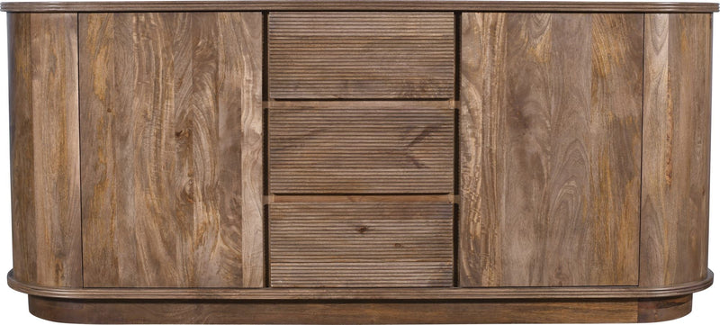 Liyana Solid Wood Three Drawer Two Door Sideboard in Natural Tan