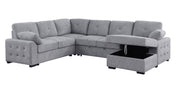 Nyhan - Upholstered Corner Sectional With Pull Out Loveseat And Storaged Chaise - Light Gray - R&R Furniture Gallery (Fountain Valley, CA)