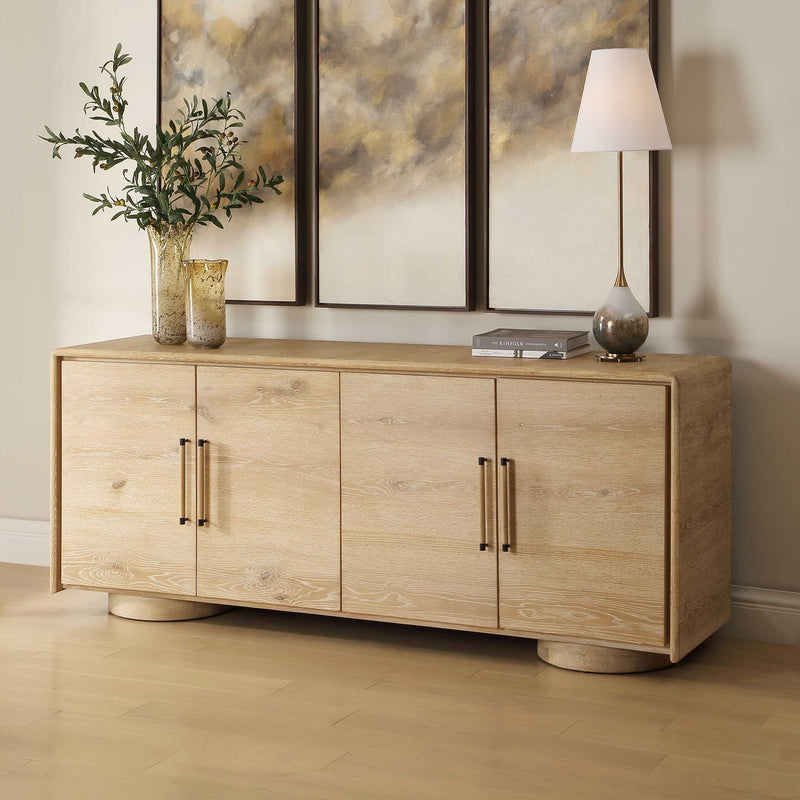 Evanston - 4 Door Natural Oak Cabinet - Woodtone
