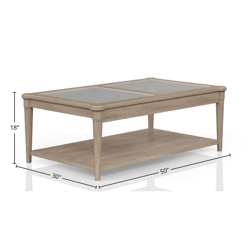 Frosted Glass Top Cocktail Table With Casters - Sand - R&R Furniture Gallery (Fountain Valley, CA)