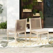 Cordoba - Dining Chair (Set of 2) With Acacia Wood Frame And Water Repellent Fabric - Beige / Yellow - R&R Furniture Gallery (Fountain Valley, CA)