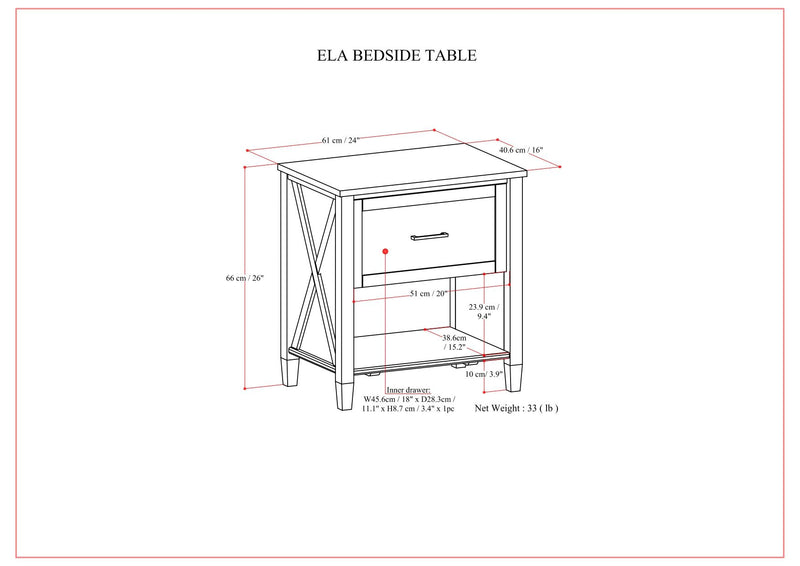 Ela - Bedside Table - Smoky Brown - R&R Furniture Gallery (Fountain Valley, CA)