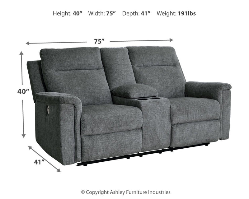 Barnsana - Dbl Power Reclining Loveseat With Console - R&R Furniture Gallery (Fountain Valley, CA)