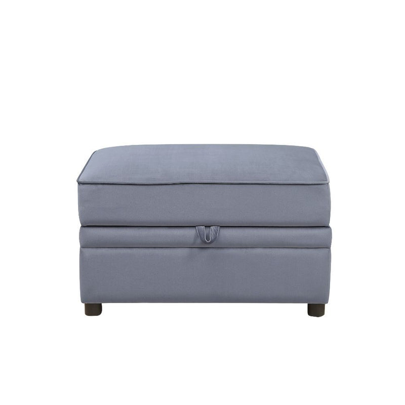 Bois II - Ottoman With Storage - Gray Velvet - R&R Furniture Gallery (Fountain Valley, CA)