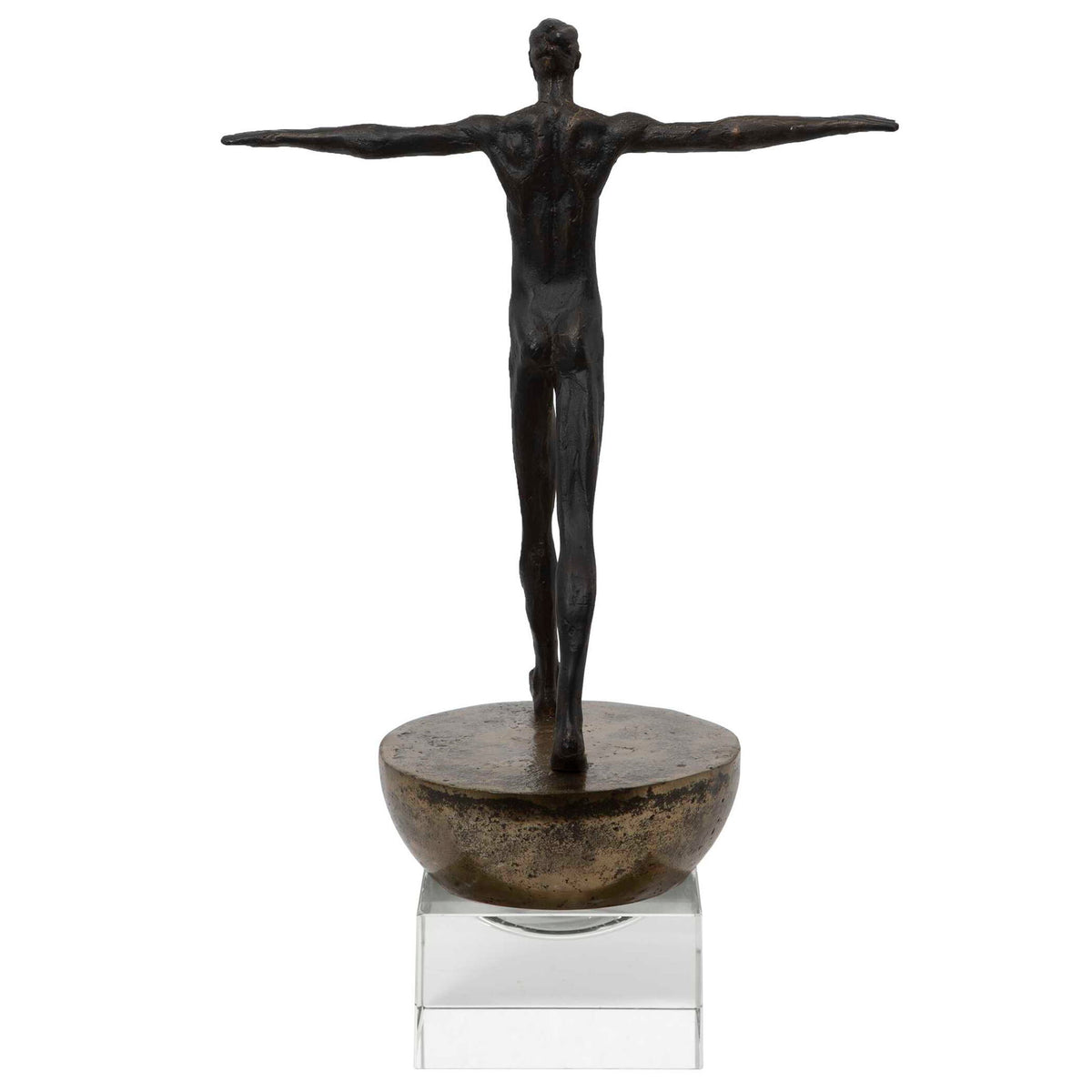 Man Finding Balance - Sculpture - Black / Brass