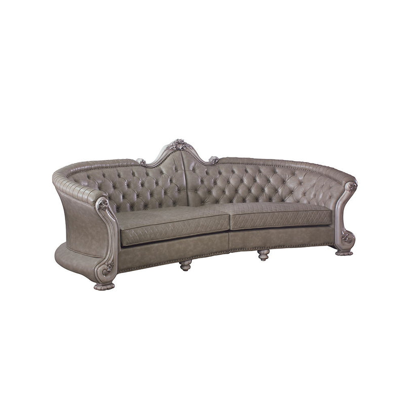 Dresden - 43" Sofa With 5 Pillows - Synthetic Leather & Vintage Bone White - R&R Furniture Gallery (Fountain Valley, CA)