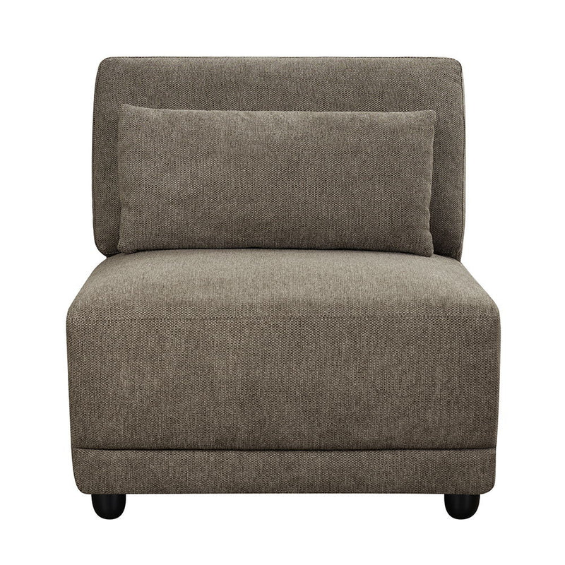 Rylie - Modular Armless Chair With Pillow - Brown Linen - R&R Furniture Gallery (Fountain Valley, CA)