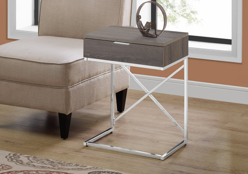 Accent Side Table, Storage Drawer, Contemporary - Taupe - R&R Furniture Gallery (Fountain Valley, CA)