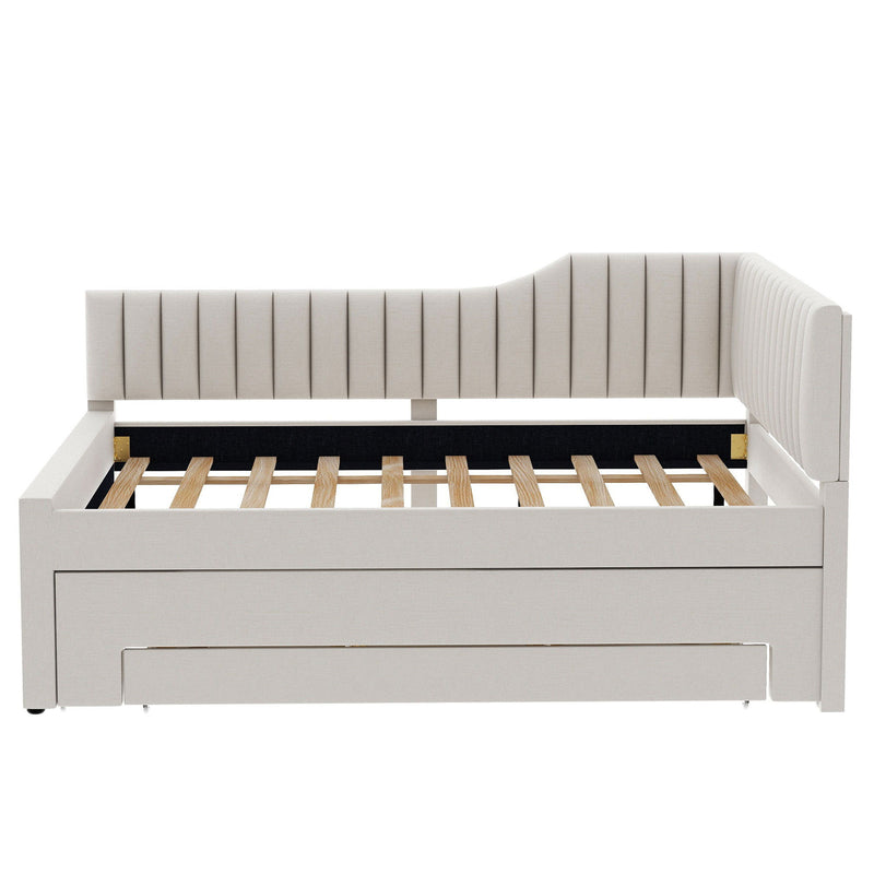 Upholstered Daybed With Trundle And 3 Drawers - R&R Furniture Gallery (Fountain Valley, CA)