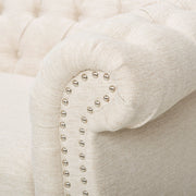 Noble House Chesterfield style 3-seater sofa with deep button tufting and classic stationary design in rich upholstery.