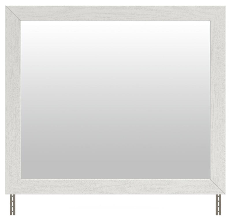 Benchcraft® bedroom mirror with a white frame, showcasing a sleek and modern design suitable for bedroom decor.