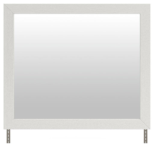 Benchcraft® bedroom mirror with a white frame, showcasing a sleek and modern design suitable for bedroom decor.