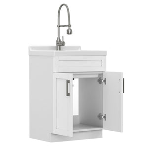 Hennessy - Deluxe Laundry Utility Sink And Cabinet - White